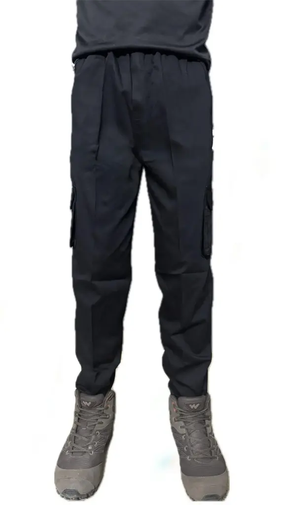 Men's  Black Straight Fit Cotton Cargo