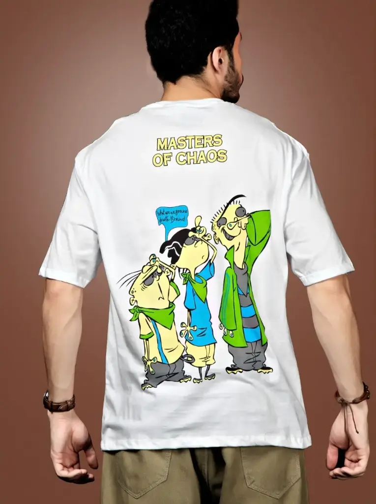 Masters Of Chaos White Printed Oversized T-Shirt