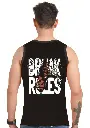 Men's Black Break Rules Graphic Printed Vest For Gym