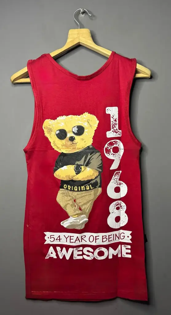 Men's Red Graphic Printed Vest For Gym