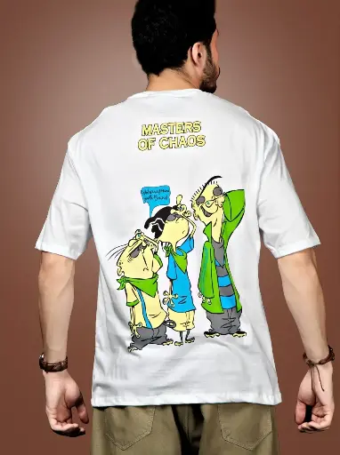 Masters Of Chaos White Printed Oversized T-Shirt