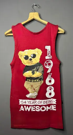 Men's Red Graphic Printed Vest For Gym