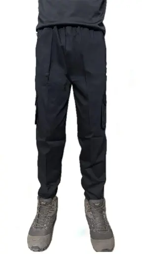 Men's  Black Straight Fit Cotton Cargo