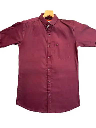 Men's Maroon Regular Fit Shirt