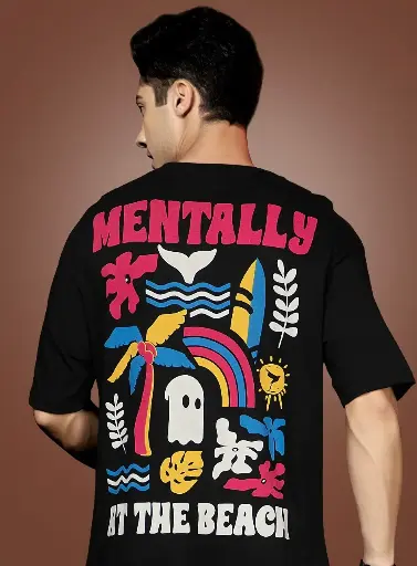Black Graphic Printed Oversized T-shirt